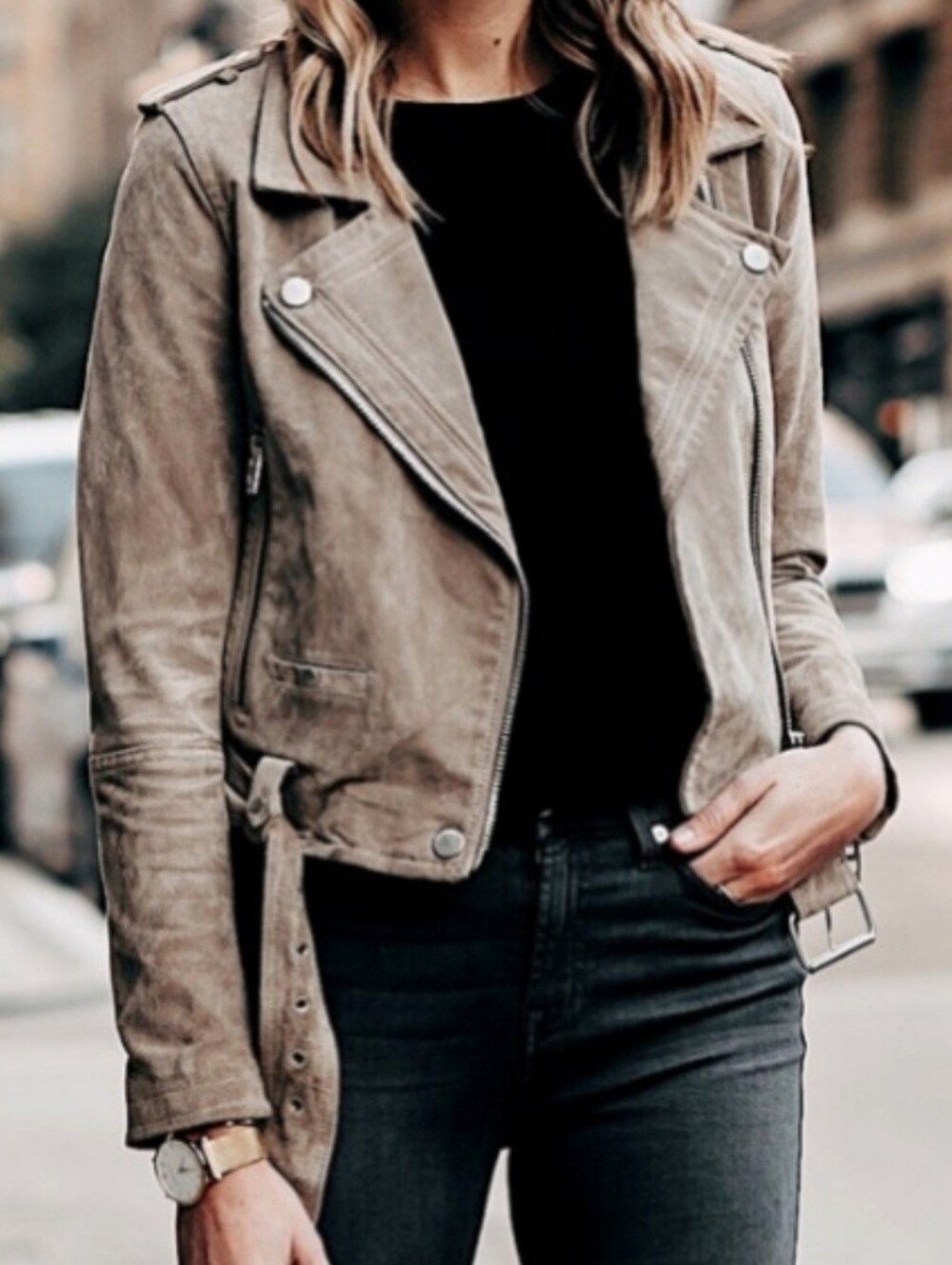 Blank NYC Tan Suede Leather Jacket Sz XS
